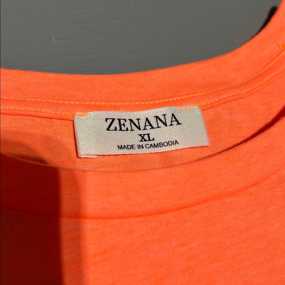 Zenana Orange Basic Essential Soft Short Sleeve Shirt (Women’s XL) - Picture 6 of 7